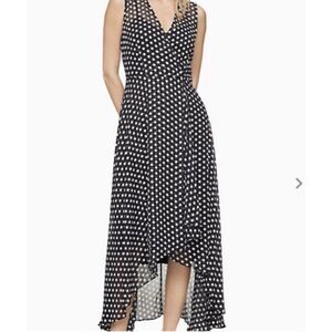Calvin Klein Navy blue Polka dot Sleeveless midi dress